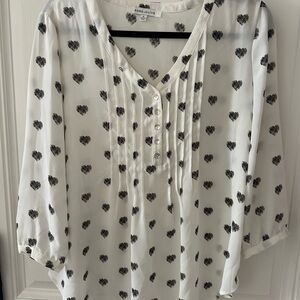Rose & Olive Black Heart Print Blouse